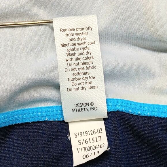 ATHLETA Runaway Blue Green Paisley Print Medium UPF Athletic Long Sleeve Shirt - Picture 15 of 15